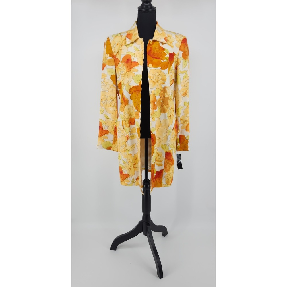 Grace Dane Lewis Silk Floral Longline Jacket Orange Yellow Calypso Florals 10